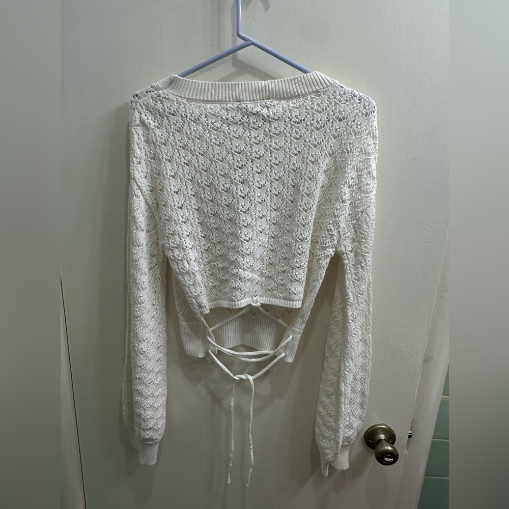 New Lulu's Cream Lace Knit Sweater - Picture 3 of 7